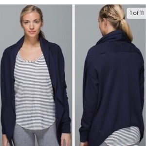 LULULEMON CABIN YOGI WRAP SWEATER CARDIGAN INK REVERSIBLE SZ-6/S $98